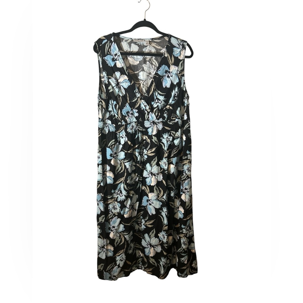 Croft & Barrow Lt. Blue, Black and White Floral Dress